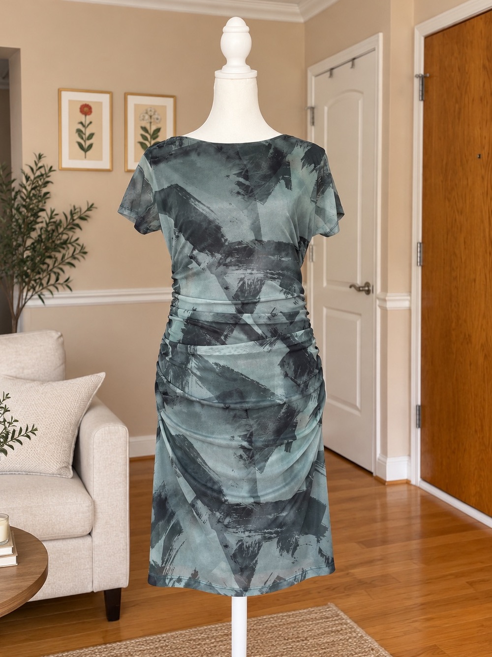 Open Back Ruched Mini Dress
